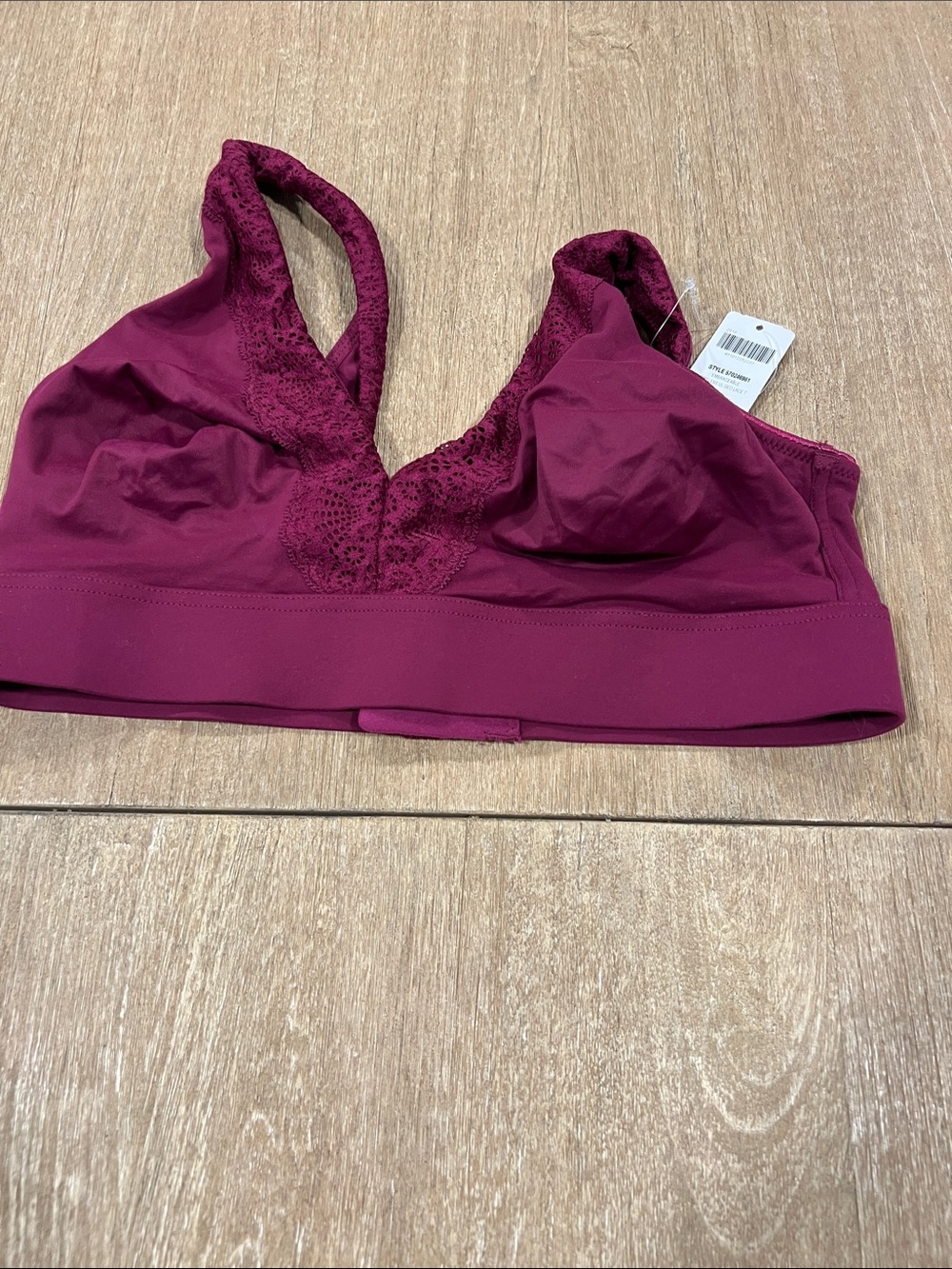Soma Lace-Trim Wireless Bralette in Berry Plum